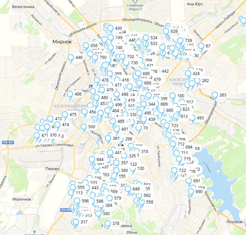 Интерактивная карта Сургута укрытий. Пик на карту укрытие